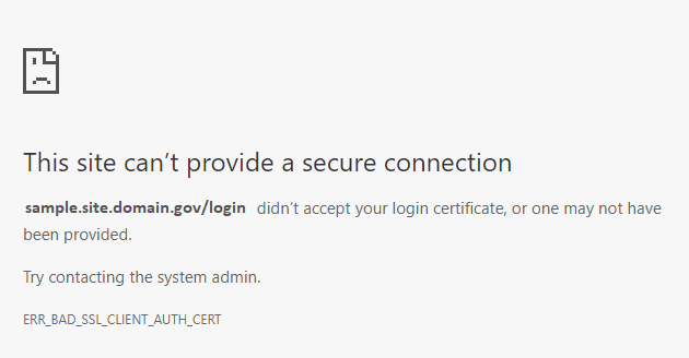 An image showing an error piv authetication message
