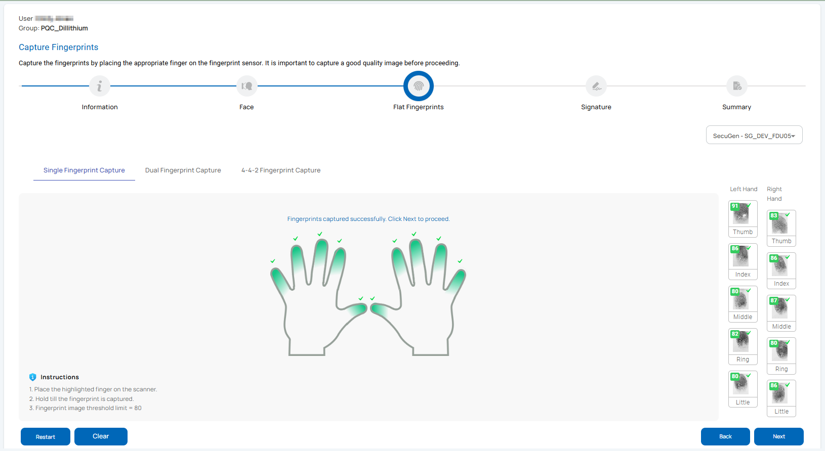 User Fingerprints Capture