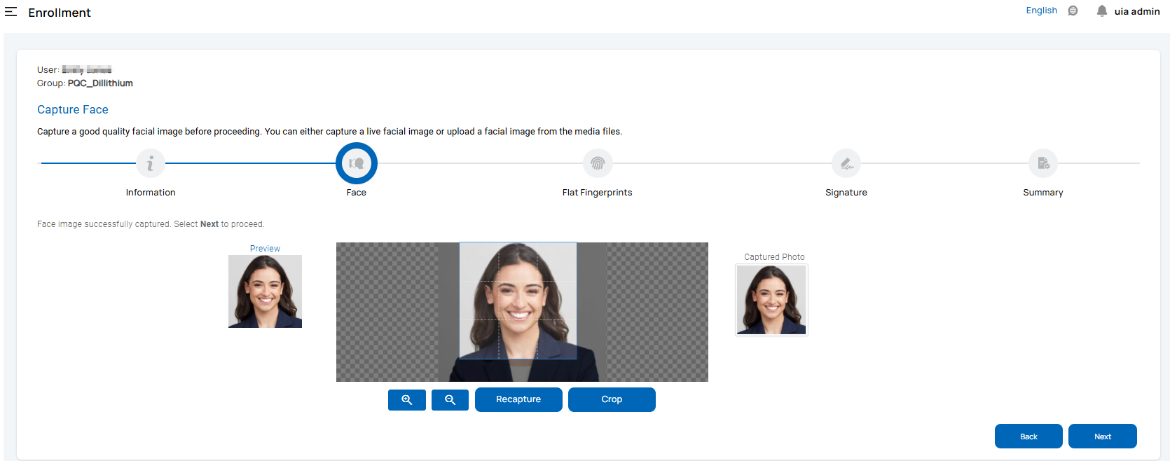 User Face Image Capture