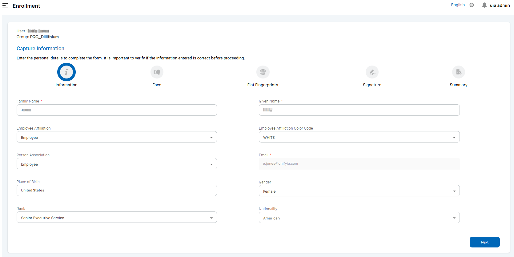 User Information Capture