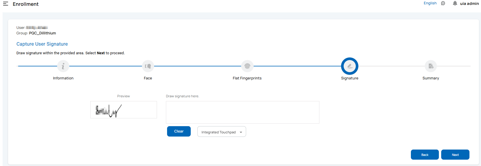User Signature Capture