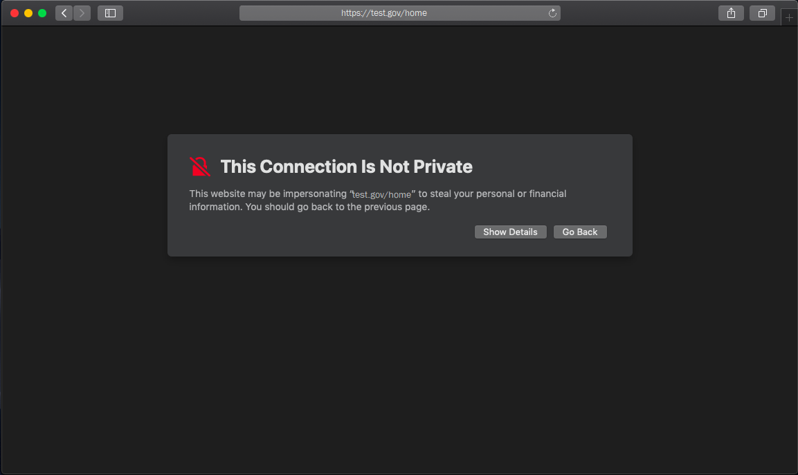 An image showing a safari untrusted ssl error message.