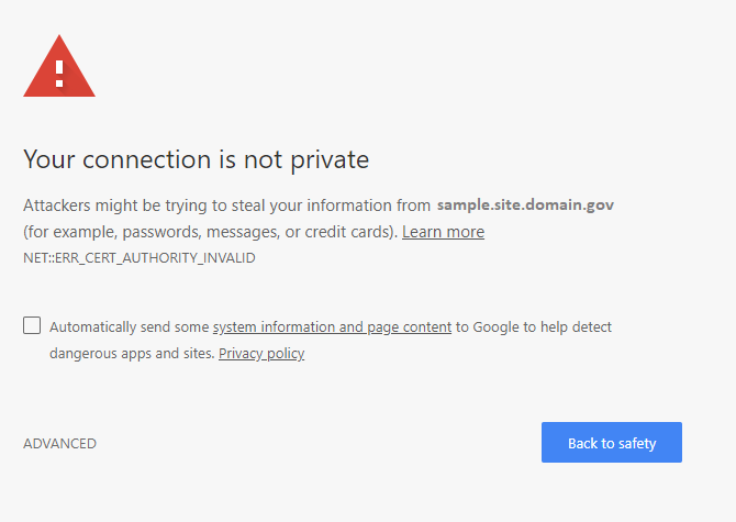 An image showing an error navigation message